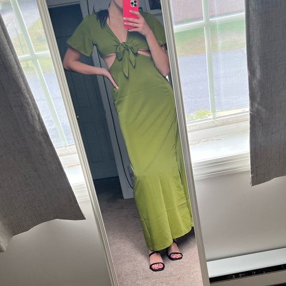 Cozyease Women's Short Sleeve Maxi Dress Tie Front Dress Summer Casual - Picture 2 of 6